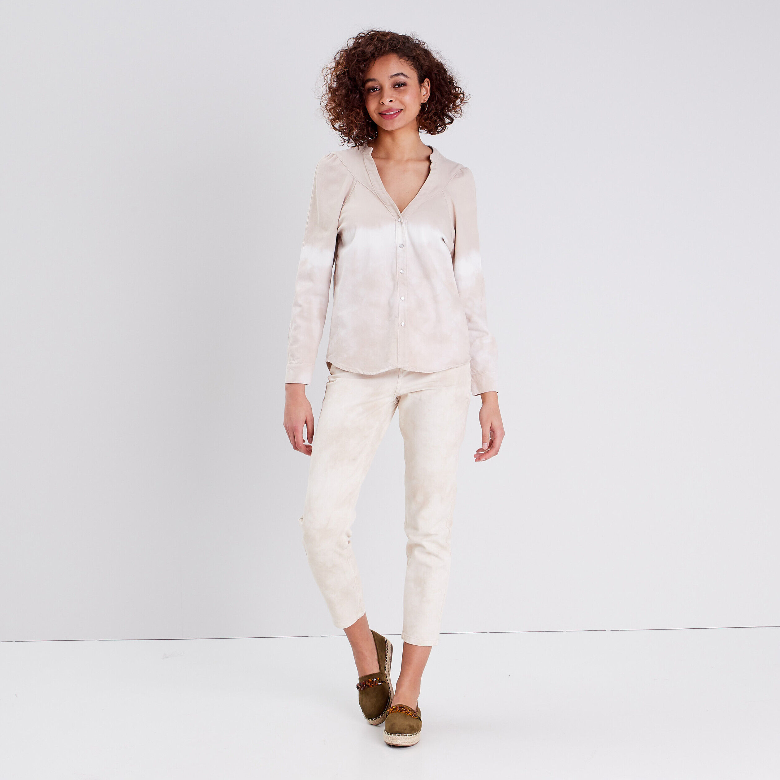 Jeans mom taille haute jaune clair femme | Cache Cache