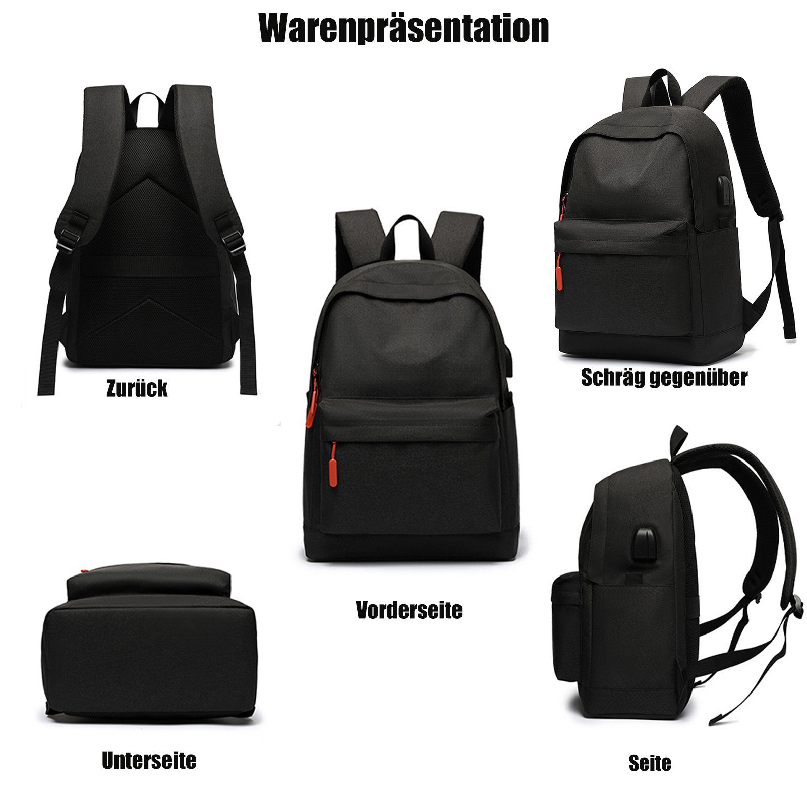 TAN.TOMI Rucksack Multifunktionsrucksack, mit Laptopfach und USB- sowie Kopfhörereingang