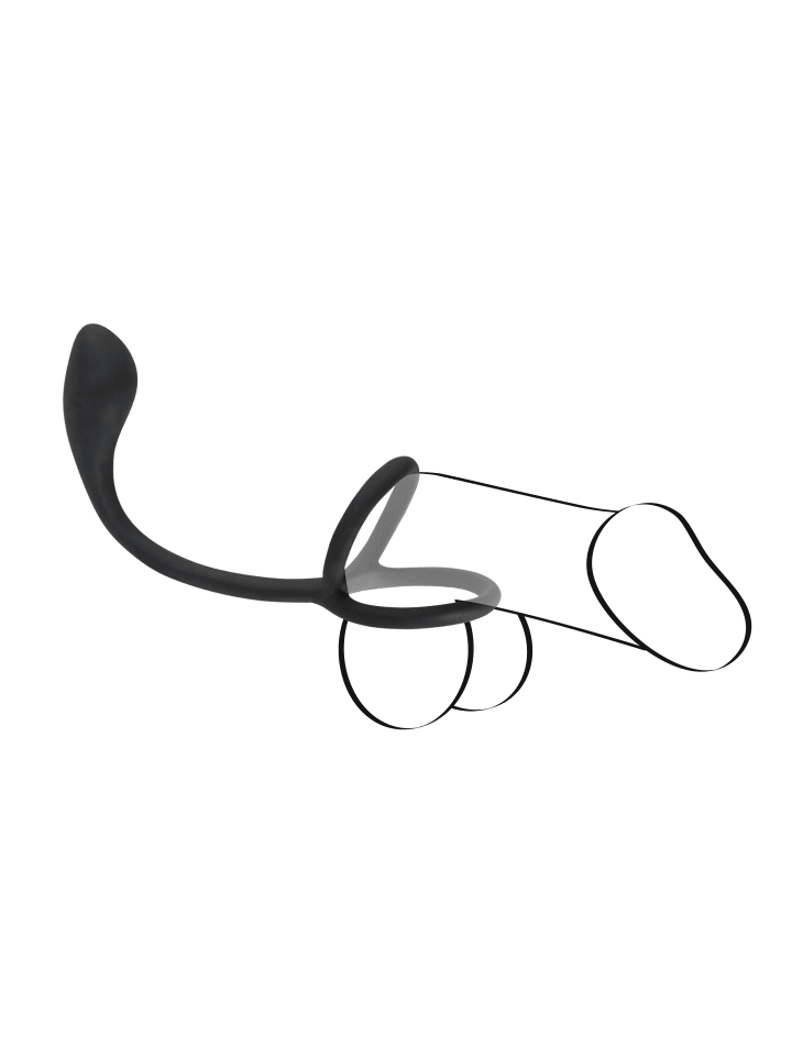 Black Velvets Analplug mit Penisring Cock & ball ring with butt plug in schwarz günstig kaufen 16 cm