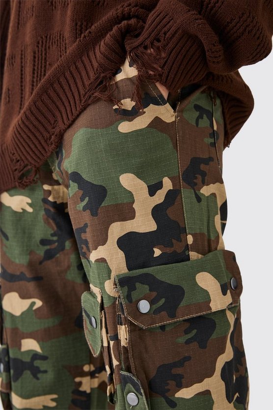 3D Camouflage Ripstop Cargo-Hose mit geradem Bein