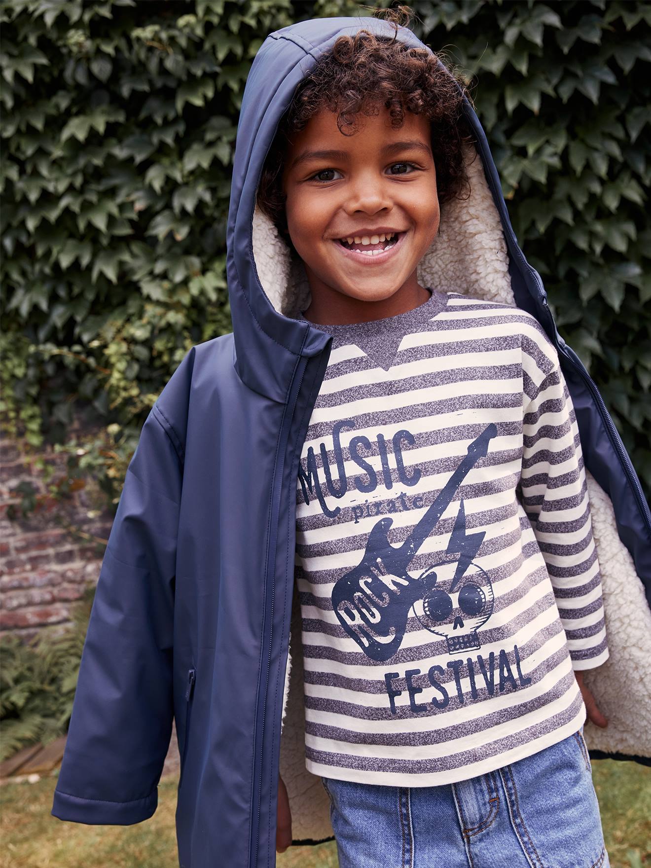 Vertbaudet Jungen Shirt ROCK REBEL - grau gestreift