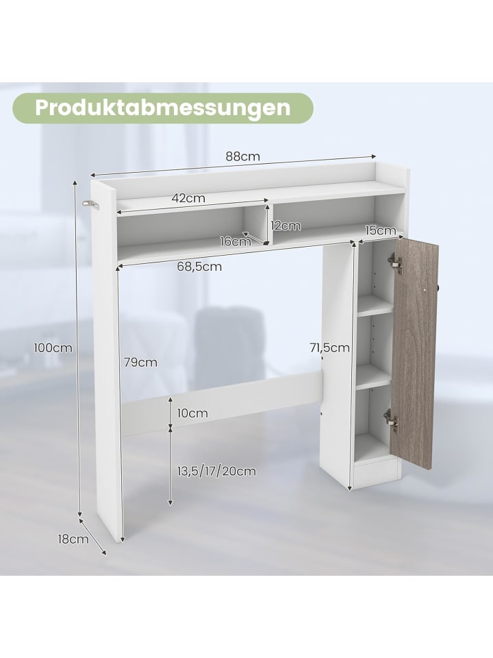 COSTWAY Toilettenschrank Holz in Weiß günstig kaufen onesize