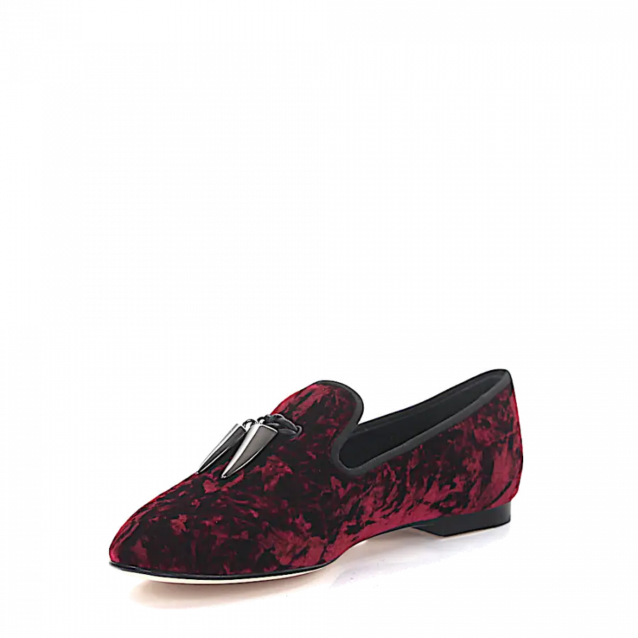 Giuseppe Zanotti - Loafer Kalbsleder Samt Metallverzierung bordeaux - rot