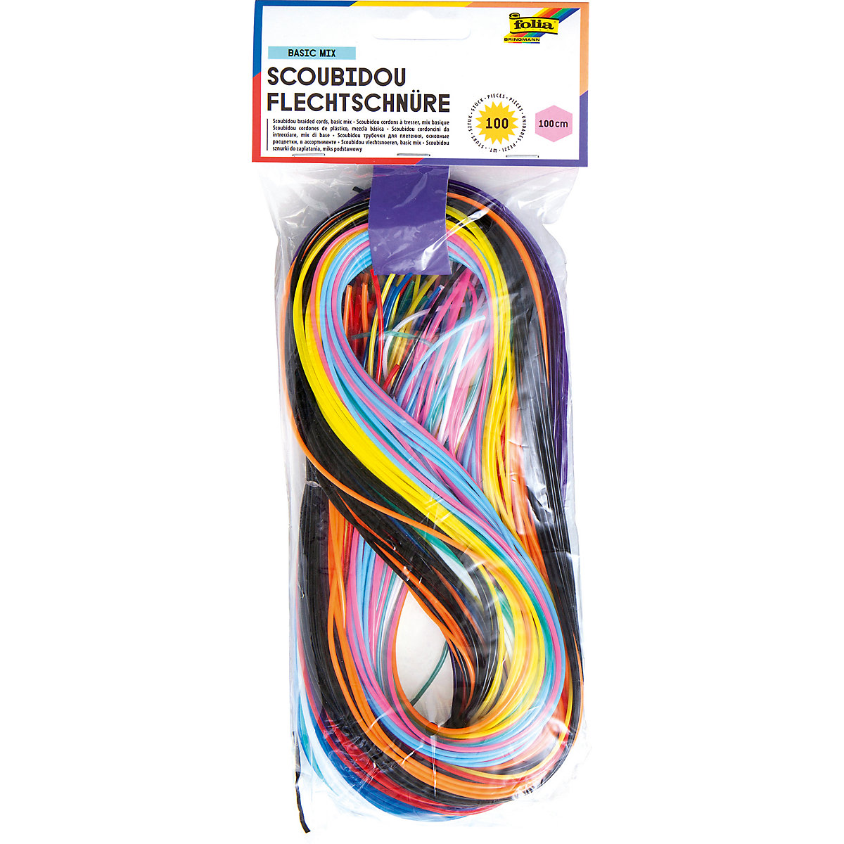 Flechtschnüre Scoubidou Regenbogen, 100 Stück