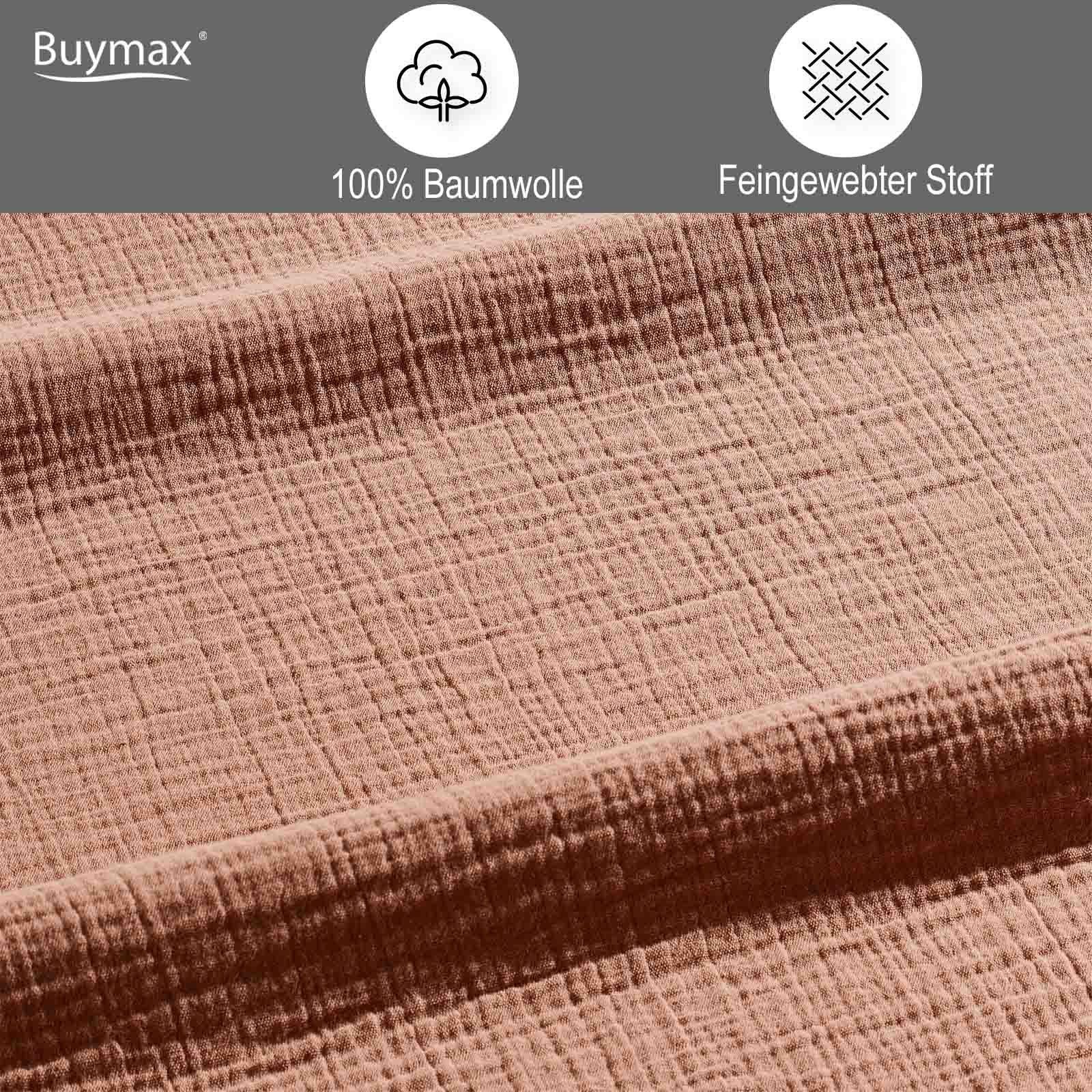 Bettwäsche Luxury, Buymax, Musselin Baumwolle, 2 teilig, Musselin Bettwäsche Set 100% Baumwolle warme Bettbezug Uni einfarbig 2 - 3 tlg. mit Reißverschluss in verschiedenen Farben und Größen
