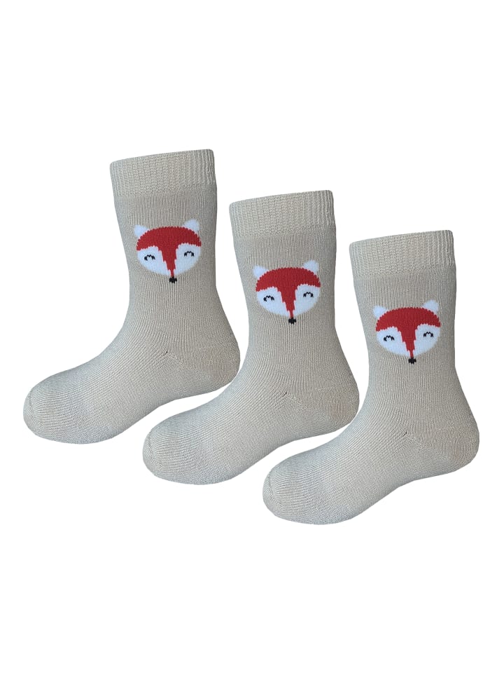 Yalion 3er-Set: Weiche Socken Vollplüsch Fuchs in Beige  günstig kaufen