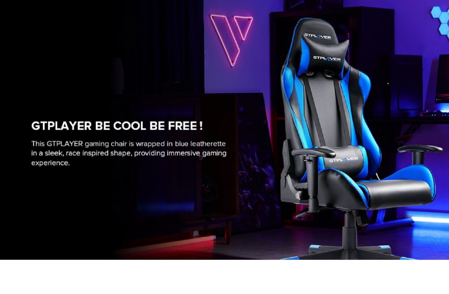 GTPLAYER Gaming-Stuhl Gaming Stuhl Bürostuhl Ergonomisch, Lendenkissen verstellbar (Zockerstuhl, Zocker, Sessel Gaming, 150kg Belastbar, 1 St), Pc Sessel, Computerstuhl, Computer Stuhl, Zockersessel