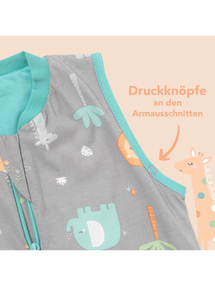 Schlummersack Schlafsack mit Füßen und umklappbaren Bündchen 1.0 TOG in Türkis günstig kaufen