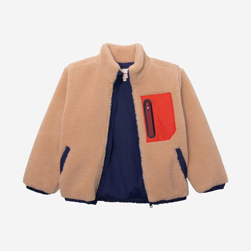 Veste enfant sherpa poche zippée beige mixte
