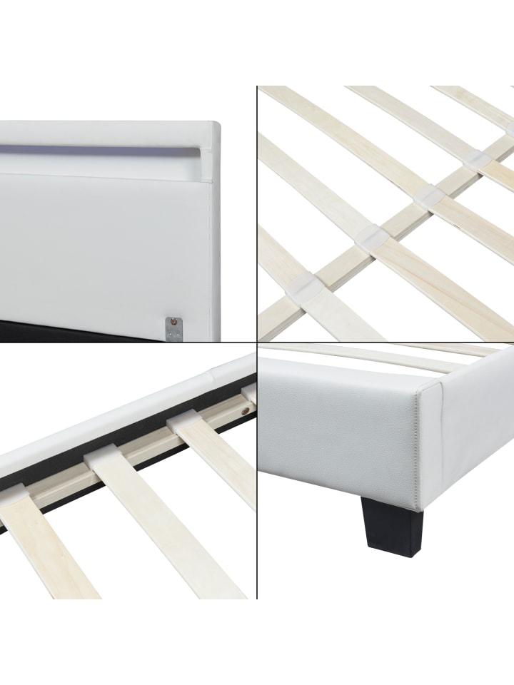 Corium Polsterbett Paris Kunstleder mit LED in Weiß (B)140cm günstig kaufen onesize