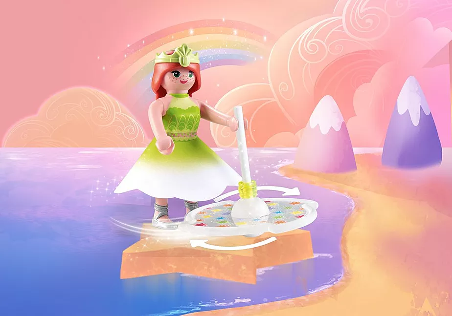 Himmlischer Regenbogenkreisel mit Prinzessin