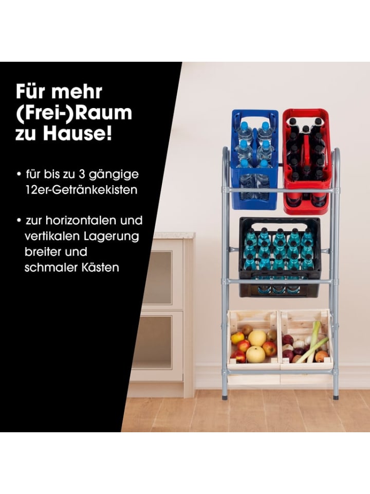 EASYmaxx EASYmaxx Metall Getränkekisten-Regal für 3 Kisten - 127x50x34 cm günstig kaufen onesize