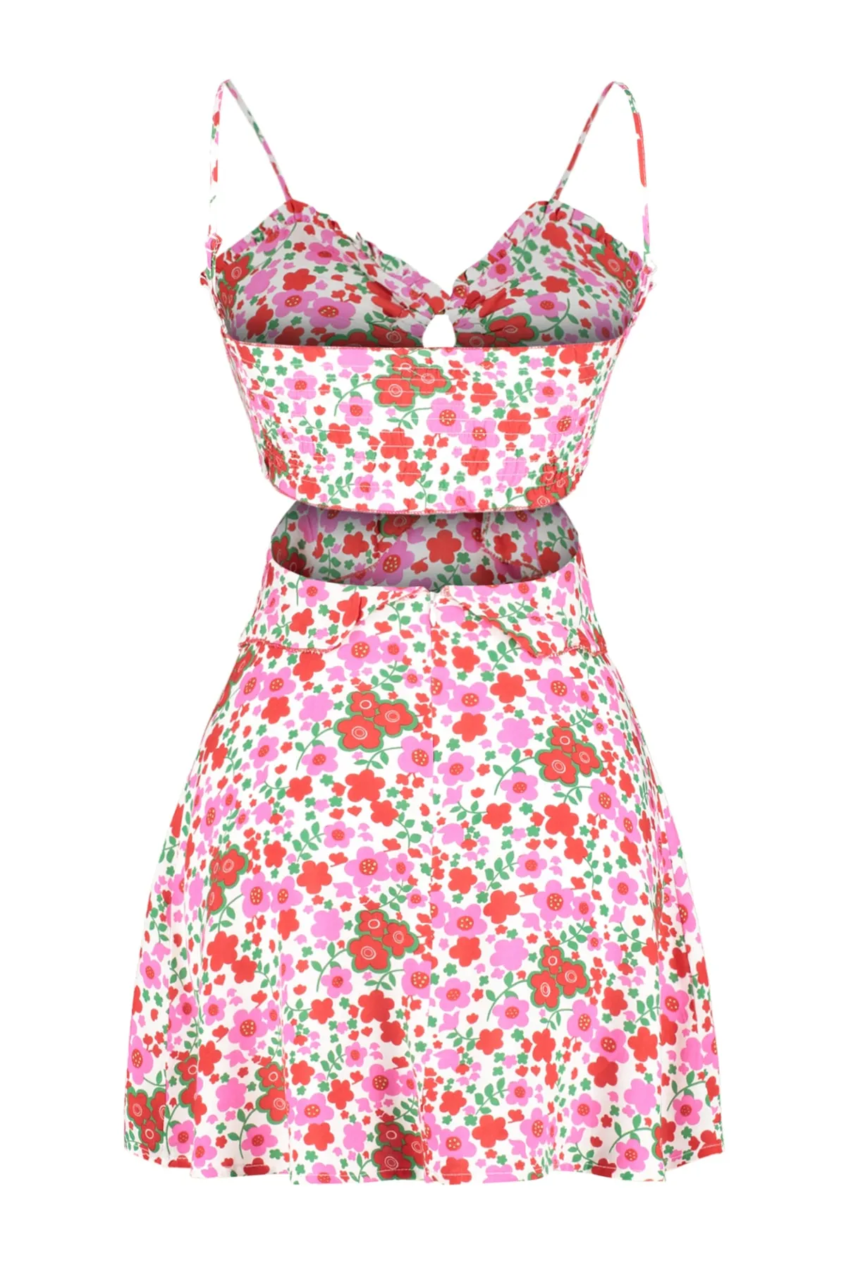 Trendyol Collection  Geblümtes, gewebtes Mini-Strandkleid mit Cut-out/Fensterausschnitt TBESS21EL1054