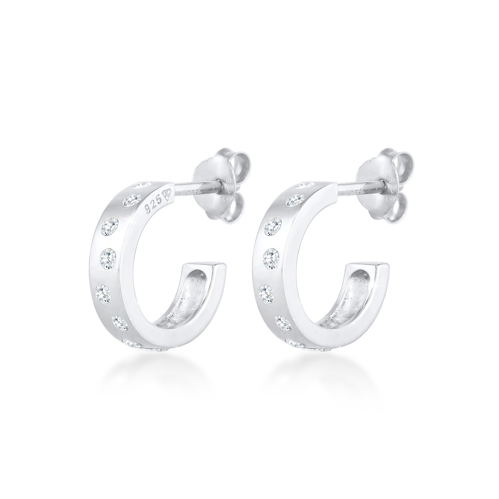 Elli Elli Boucles d'Oreilles Femmes Creoles Mini Elegant Basic avec pierres de zirconi Boucles d'oreilles