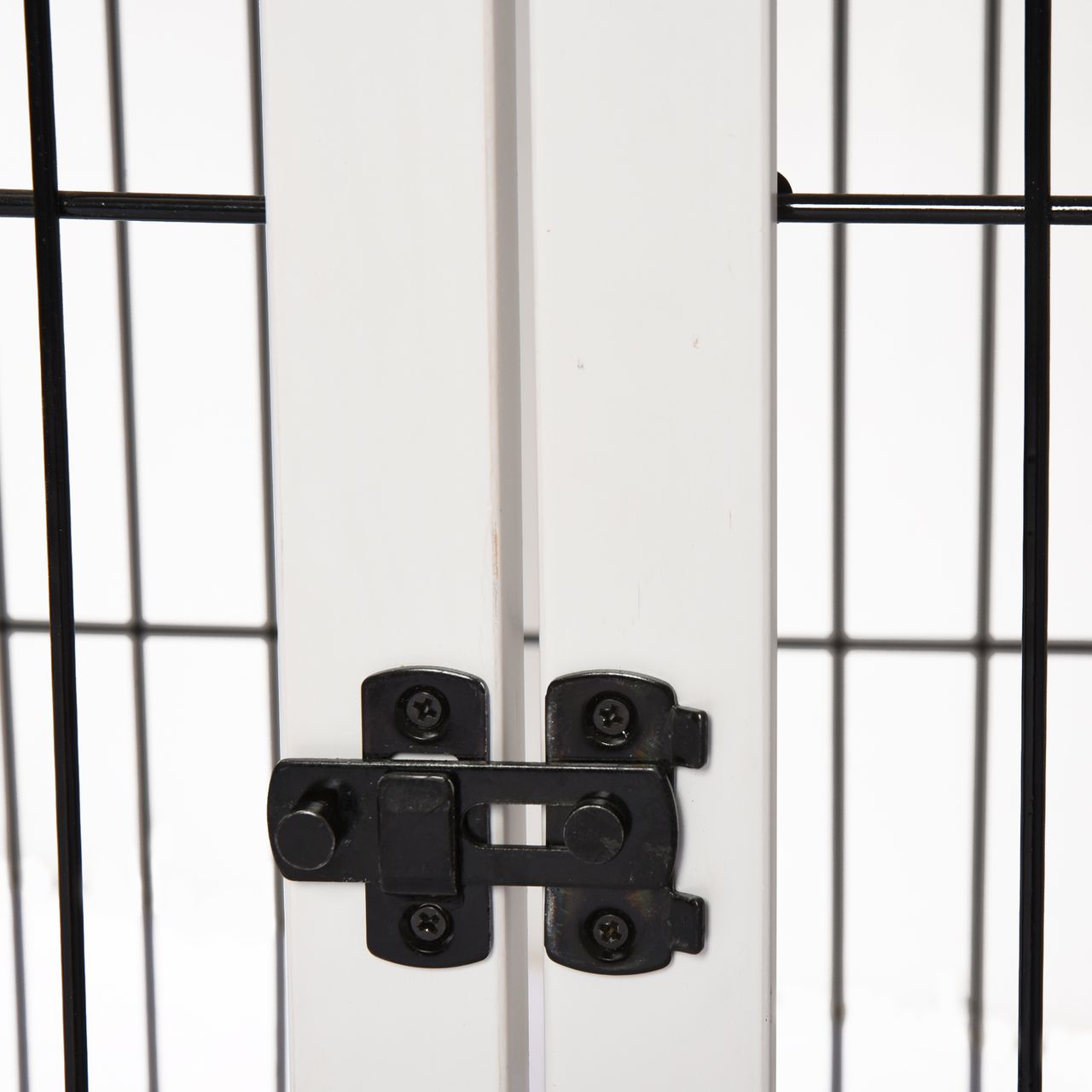 PawHut Hundehütte mit Tischoberfläche, Hundebox für innen, Hundekäfig für Zuhause, 2 Türen, Tierkäfig, Haustier, MDF, Metall, Weiß, 81 x 58,5 x 66 cm