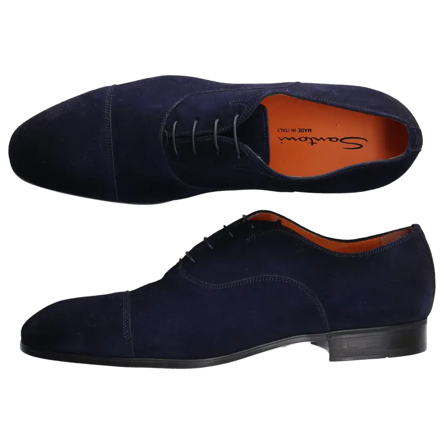 Santoni - Businessschuhe Oxford 11011 Veloursleder - blau
