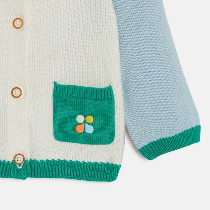 Cardigan bébé écru et vert Catimini
