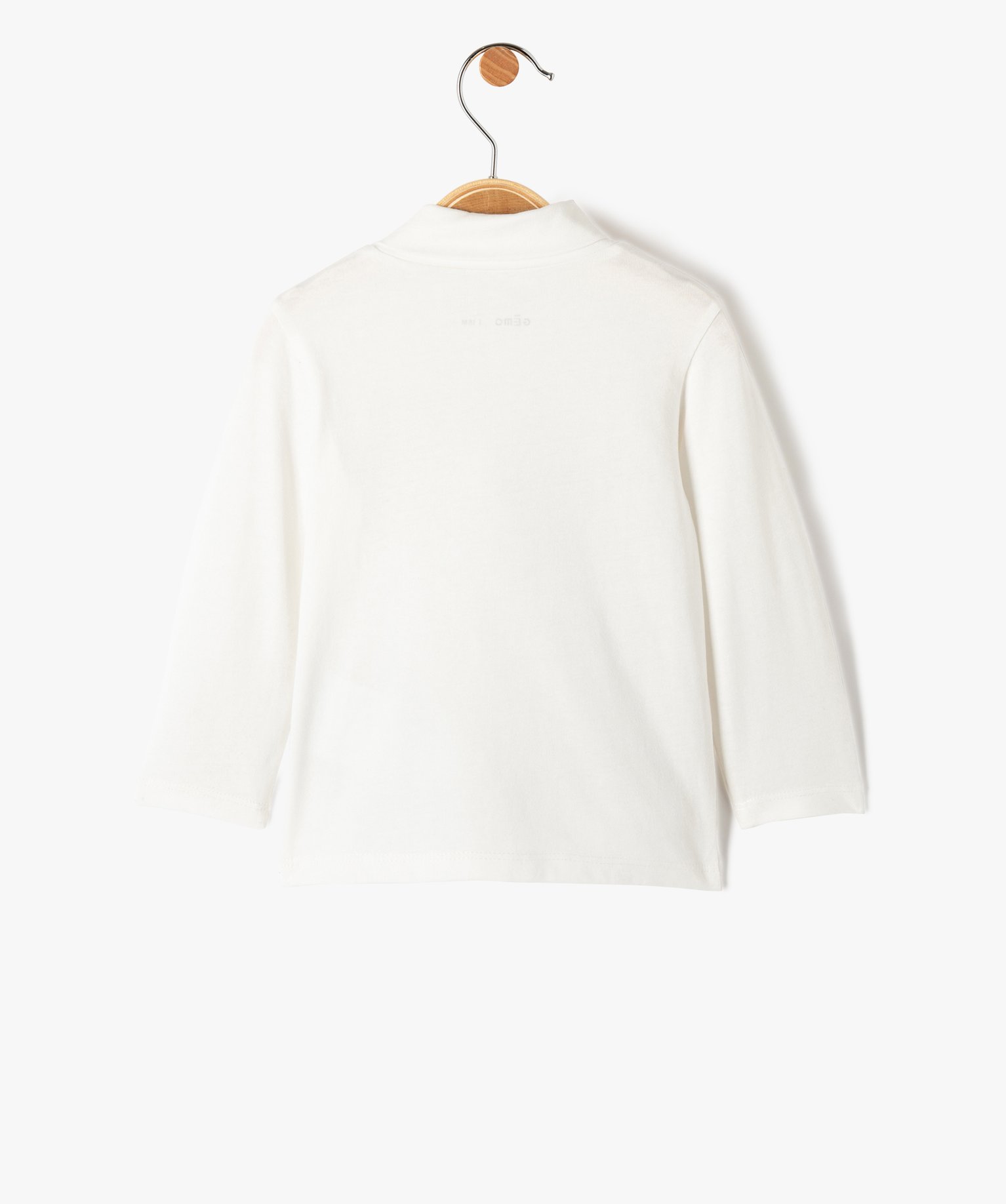 Tee-shirt bébé fille à manches longues et col roulé ecru | GEMO