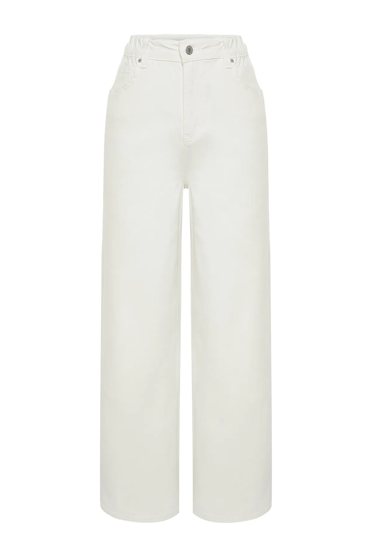 Trendyol Collection  Weiße, nachhaltigere Jeans mit hohem Bund und extra weitem Bein und elastischem Bund TWOSS24JE00143
