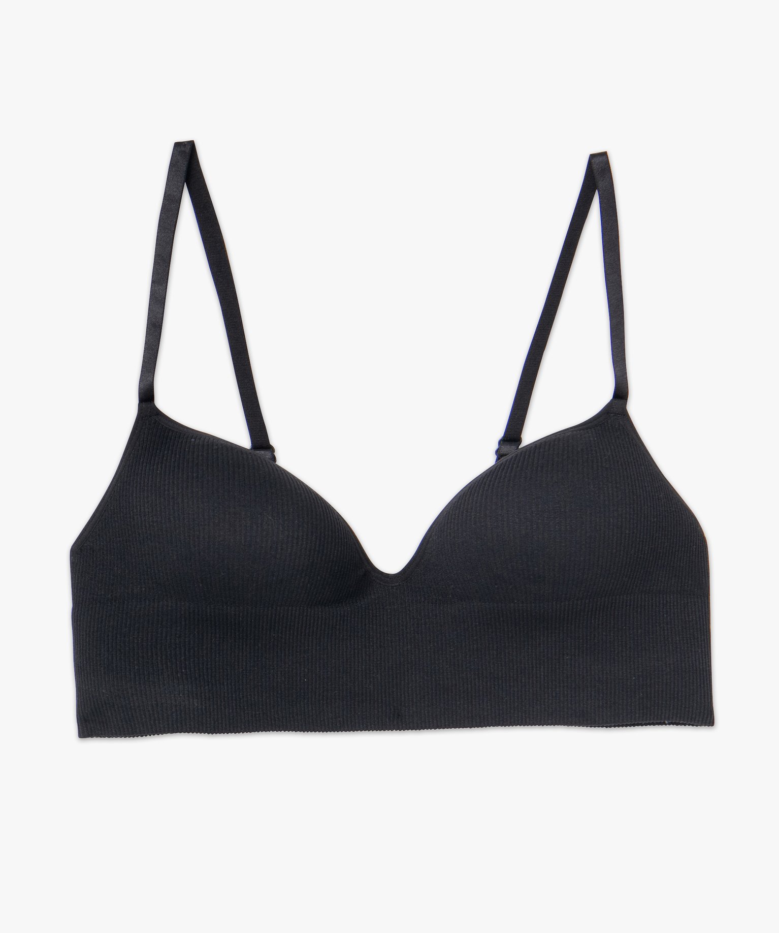 Soutien-gorge push-up en maille ctelée noir | GEMO