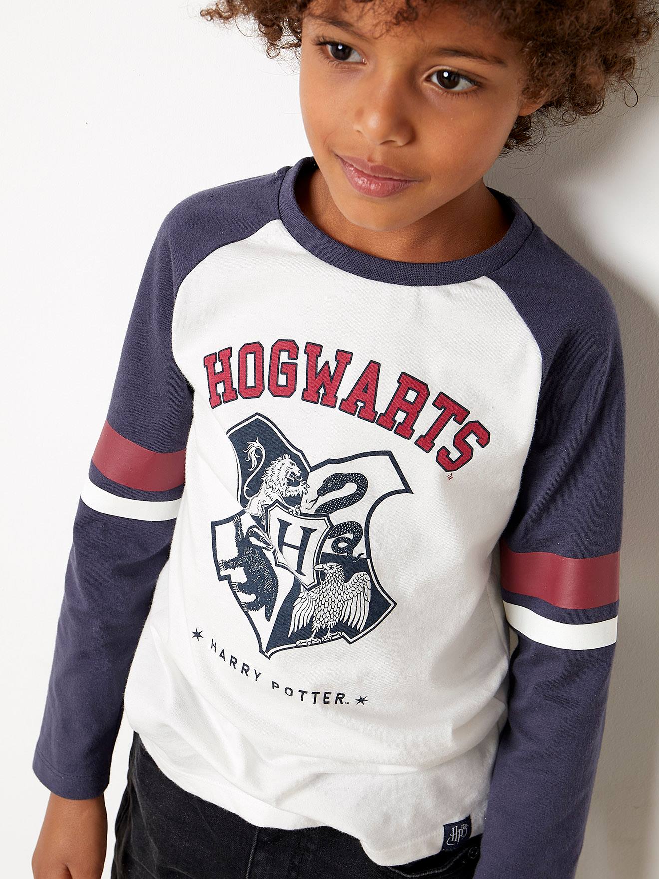 T-shirt manches longues Harry Potter® garçon blanc/bleu/bordeau