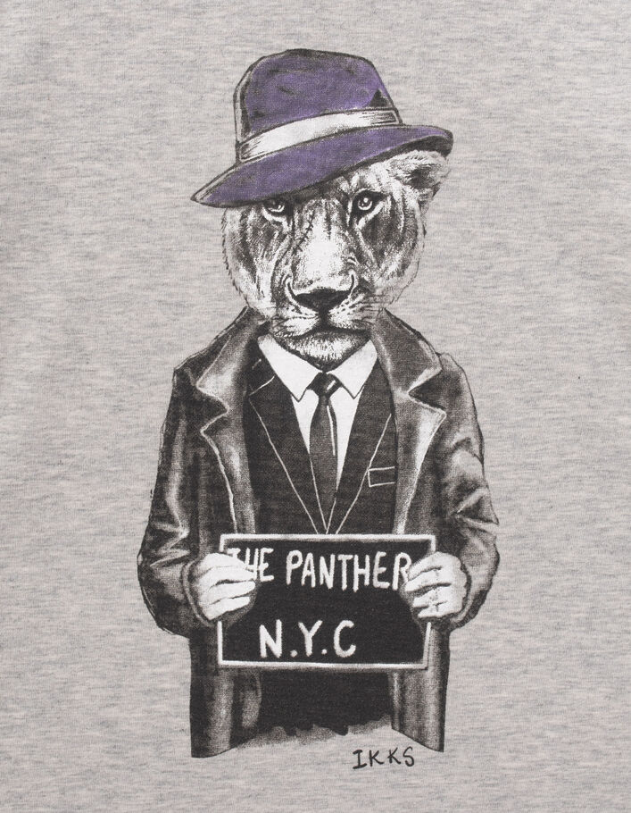 T-shirt gris visuel panthère-gangster garçon