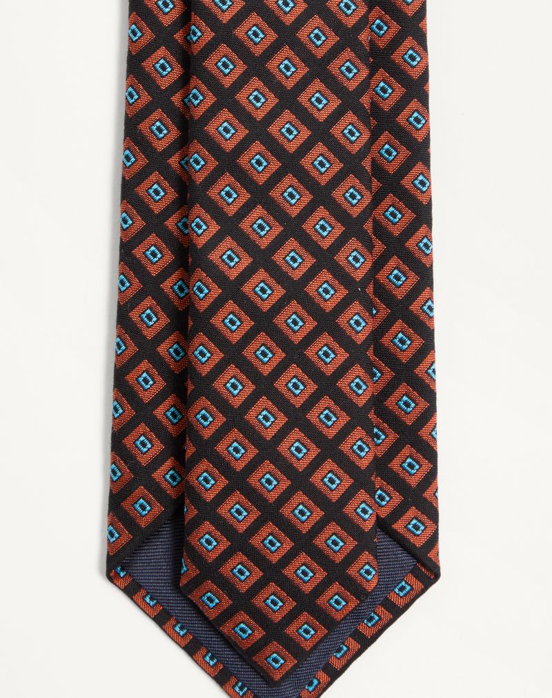 Gravata Valentie em jacquard de algodão com motivo Chamber e detalhe do logotipo V exclusivo.