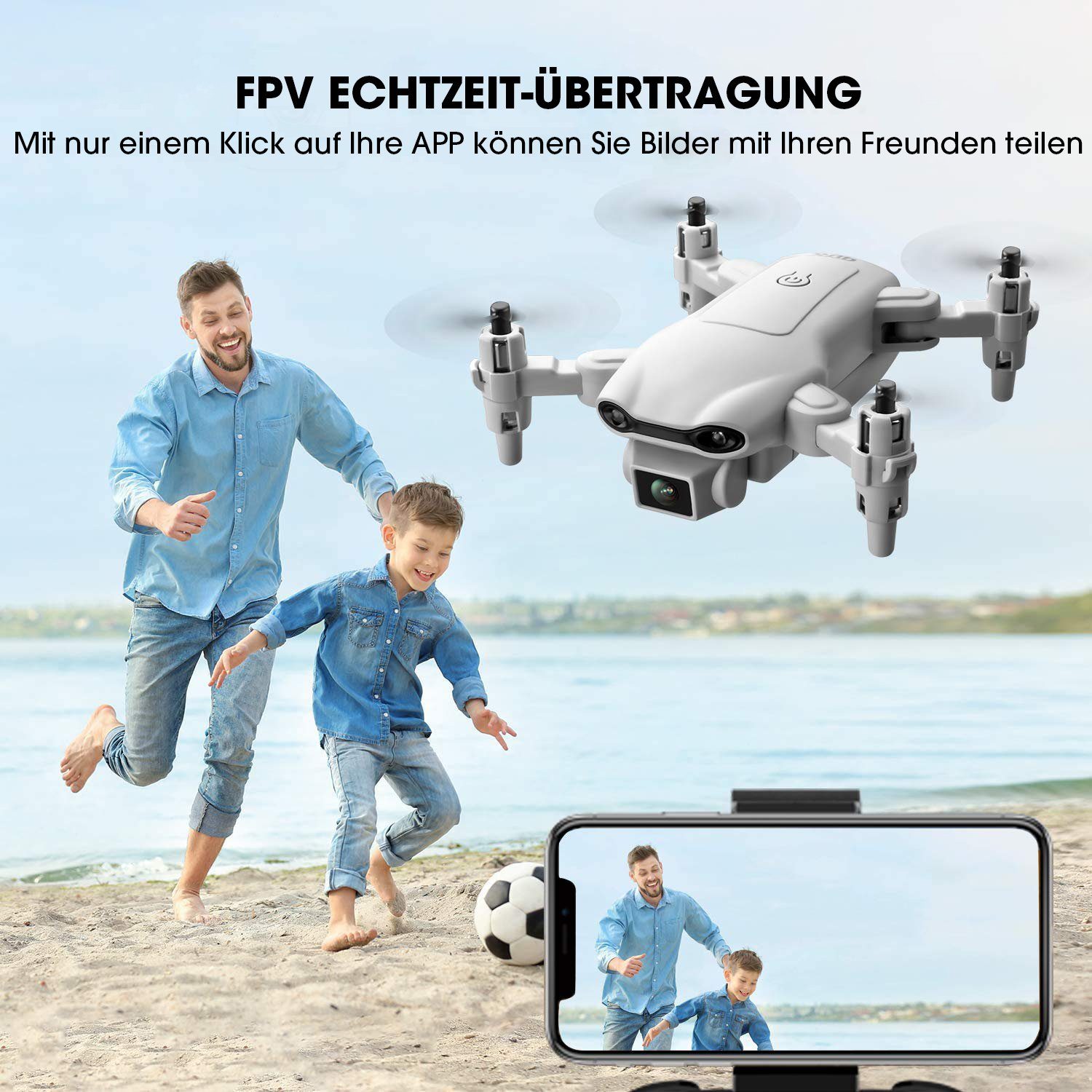 4DRC V9 Mini-Drohne mit FPV-Kamera, faltbarer RC-Quadrocopte Spielzeug-Drohne (720p, Höhenhaltung, Geschwindigkeitsanpassung, 3D-Flips)