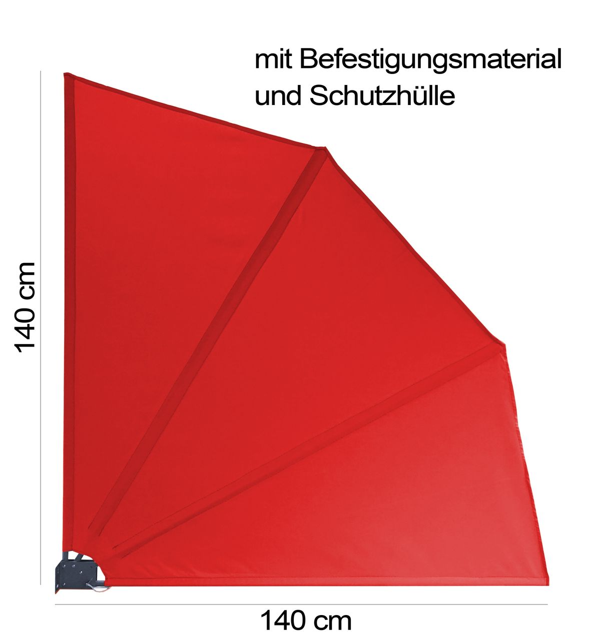 Grasekamp 2 Stück Balkonfächer Rot Premium 140 x 140 cm mit Wandhalterung Trennwand Sichtschutz