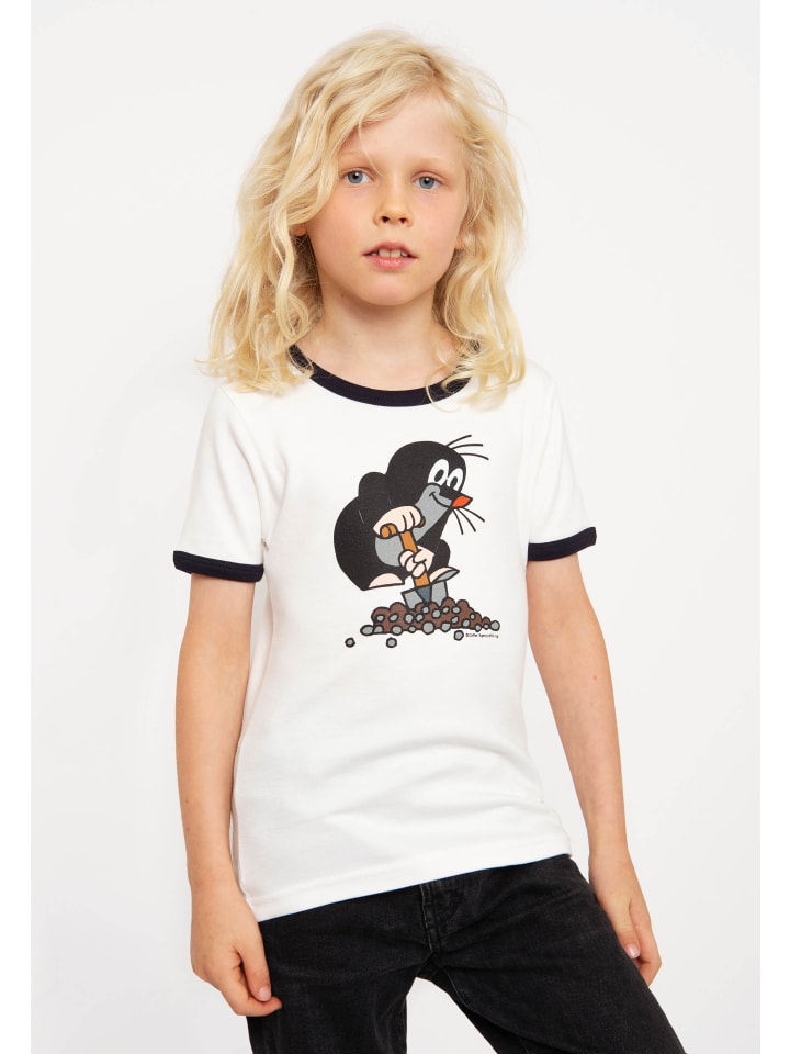 Logoshirt T-Shirt Der kleine Maulwurf in weiss-dunkelblau günstig kaufen