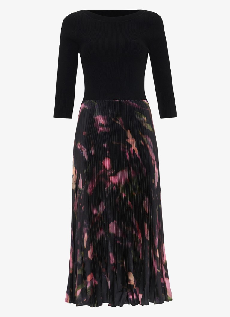 Vestido midi estampado y plisado Rhea de Phase Eight
