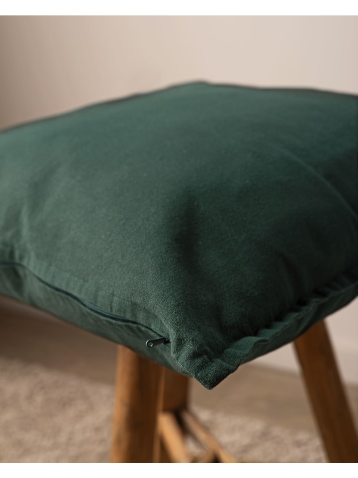 JACK 2er Set Kissenhülle 45x45cm Baumwolle Einfarbig in Dunkelgrün günstig kaufen 45x45 cm