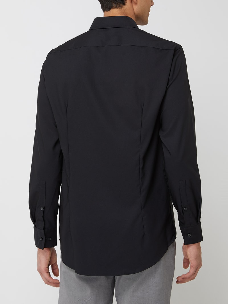 Regular Fit Business-Hemd mit Stretch-Anteil in schwarz