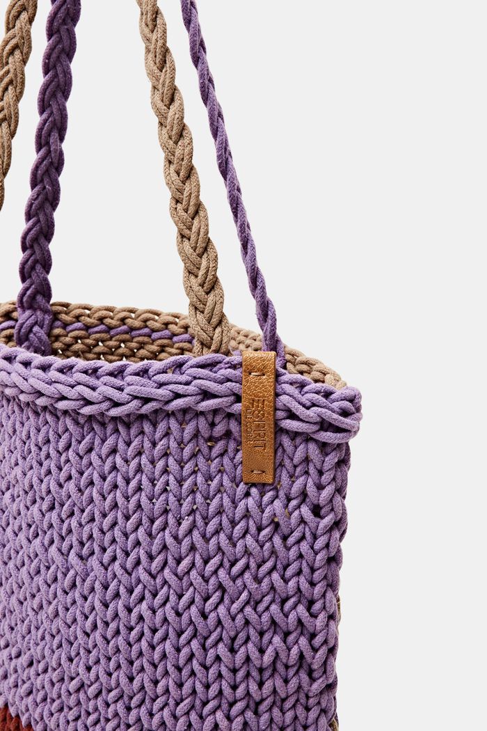 Tote Bag aus gehäkelter Baumwolle im Colorblock