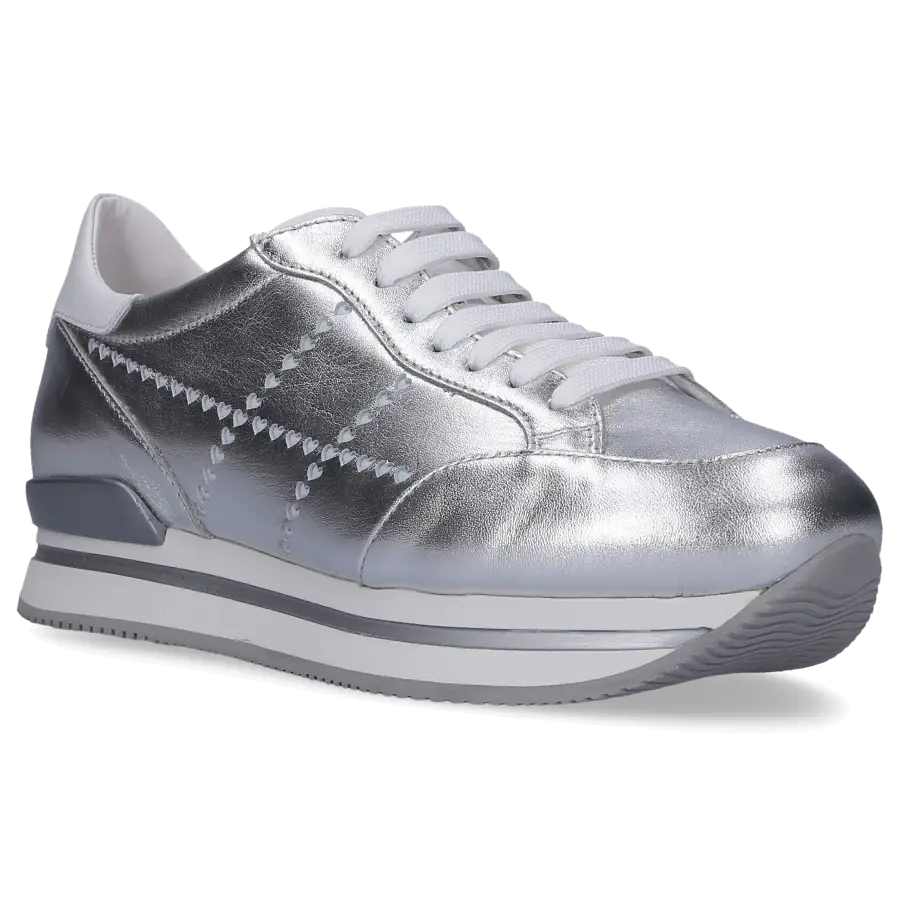 Hogan - Sneaker low H222 Kalbsleder Logo silber - silber