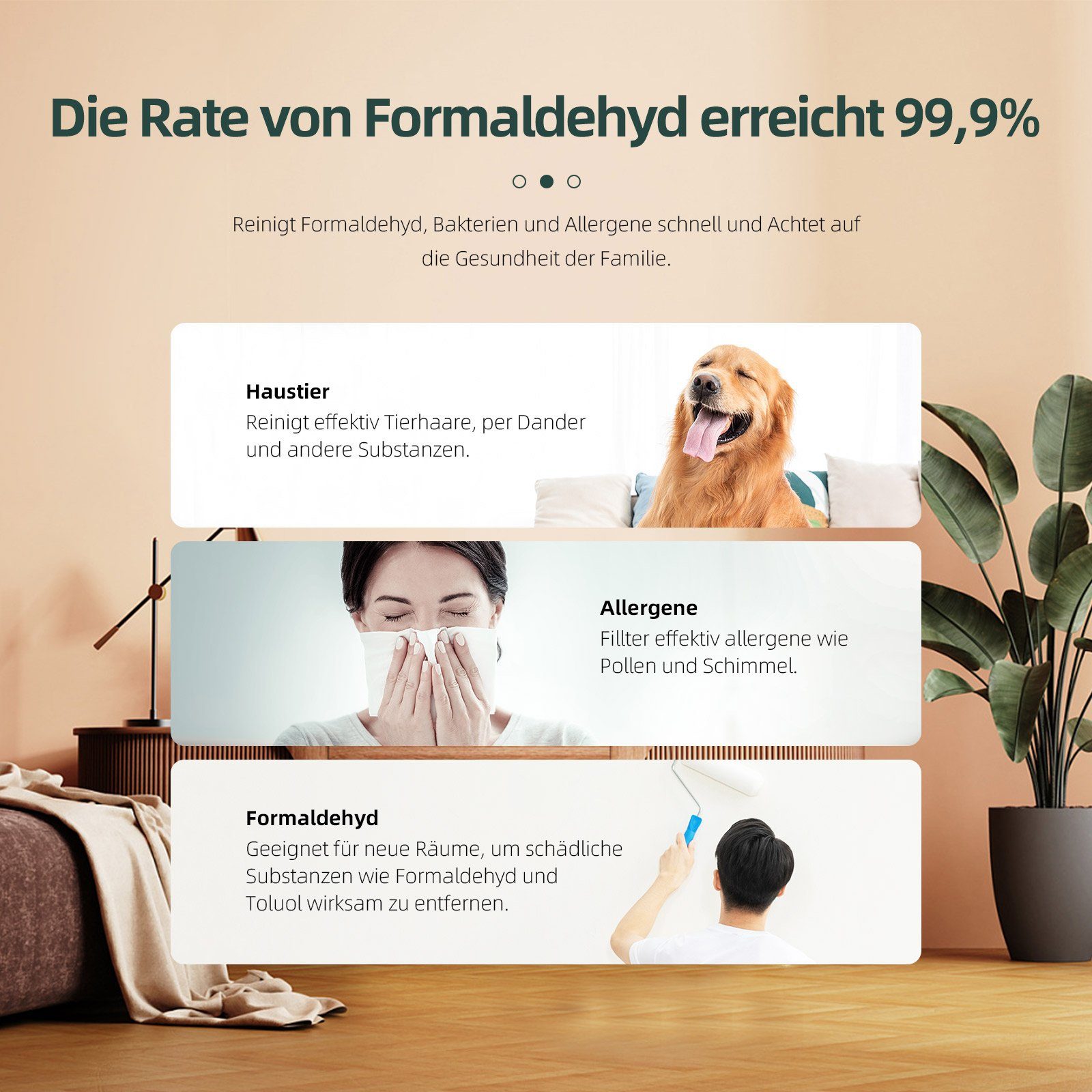 *Aiibot Luftreiniger Luftreiniger mit 5 in 1 HEPA Filter,4 Lüfterstufen,Ionisierer, für 80 m² Räume, Timer, Nachtmodus(unter 29 dB), 4 Windgeschwindigkeit