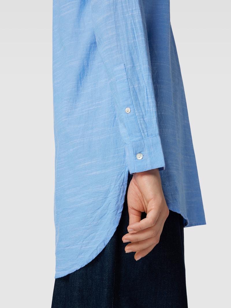 Longbluse mit V-Ausschnitt in blau