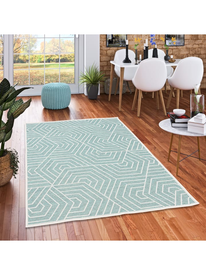 Pergamon In & Outdoor Teppich Flachgewebe Ottawa Trend in Mintgrün günstig kaufen