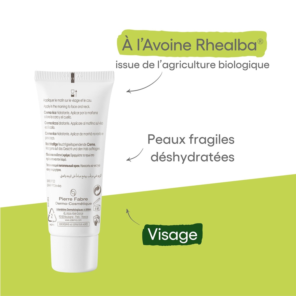 A-Derma Hydralba UV 20 Crème Riche 40ml Crème hydratante