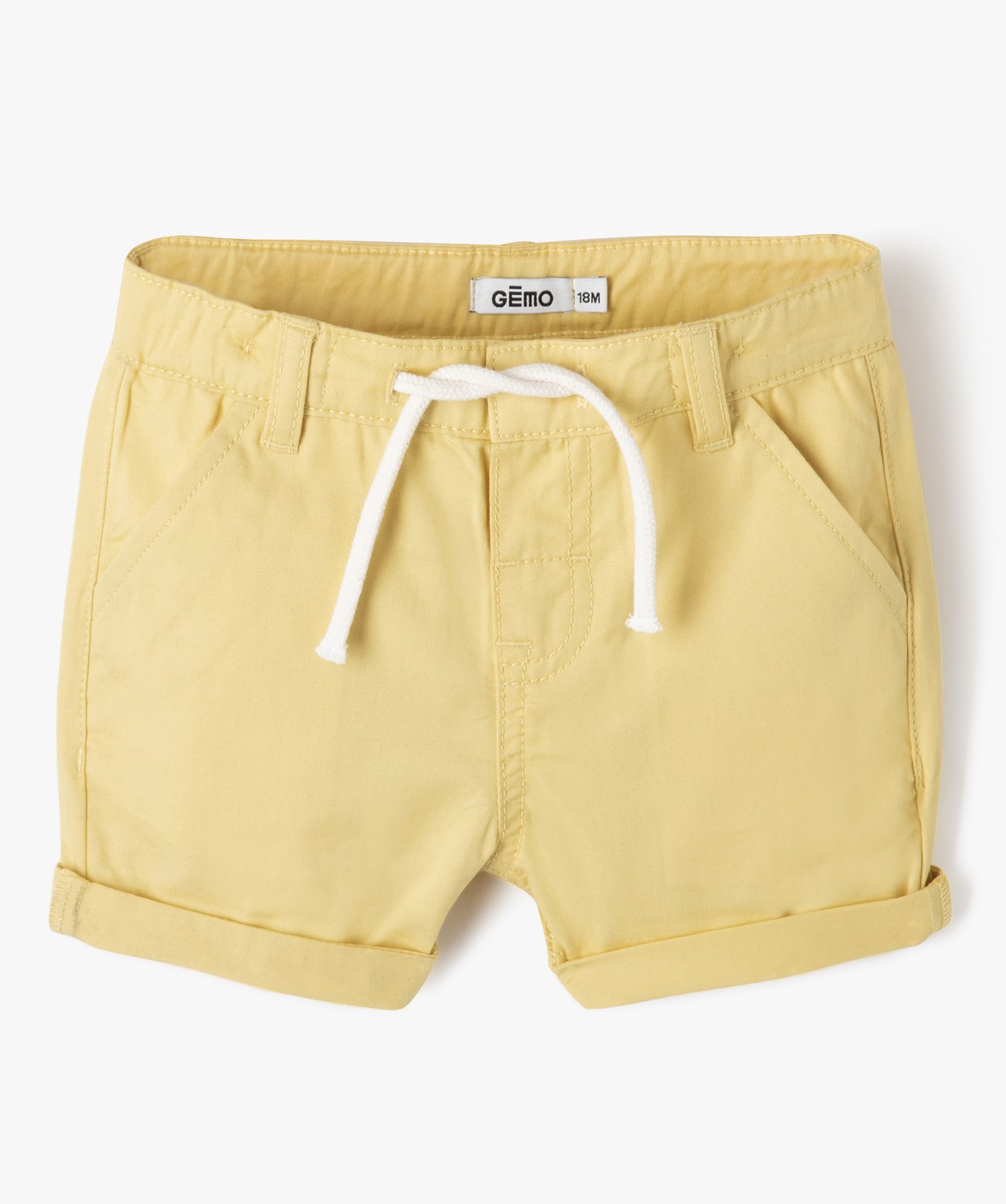 Bermuda bébé Garçon en toile de coton jaune | GEMO