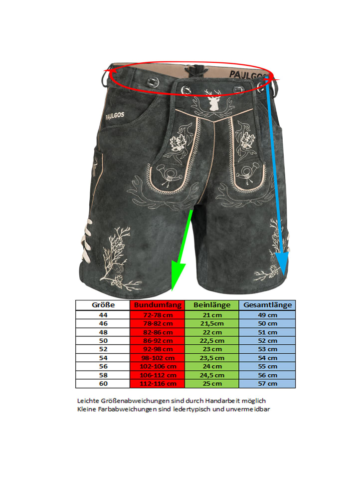 PAULGOS Lederhose Kurz Echtleder HK3 in Grau günstig kaufen