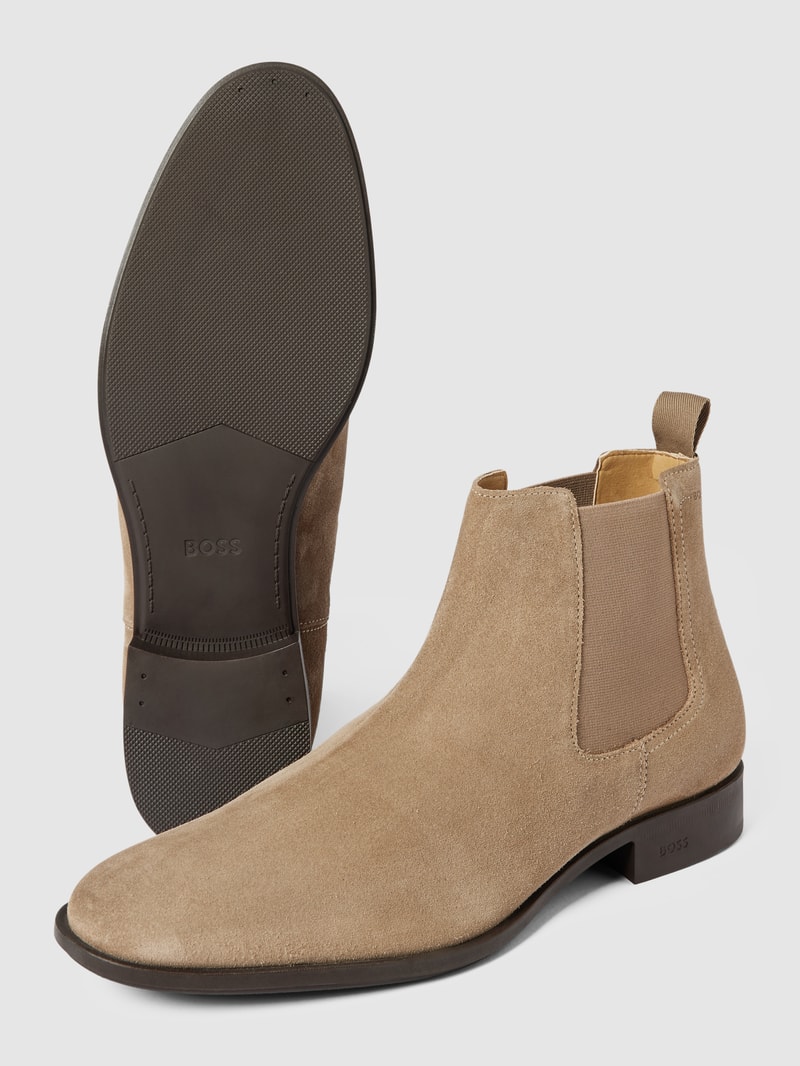 Chelsea Boots aus Leder mit Label-Details Modell 'Colby' in beige
