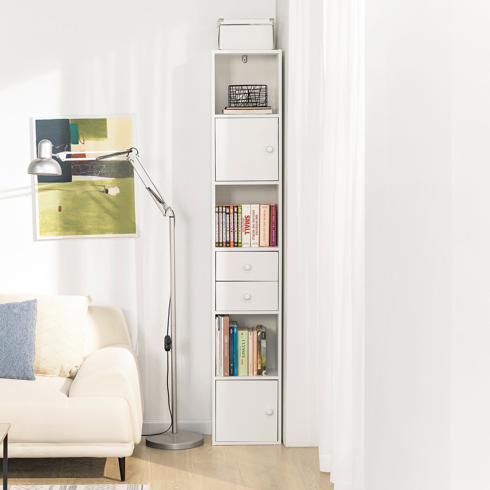 SoBuy Bücherregal STR10, mit Schubladen Bücherschrank Standregal Aufbewahrungsregal Büroregal