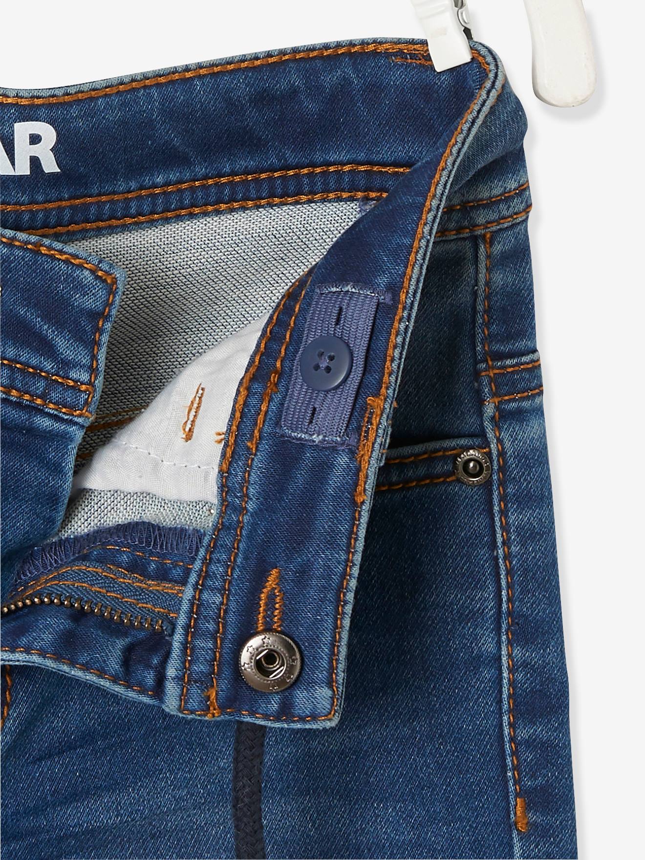 Pantalon droit confort en molleton effet denim garçon stone