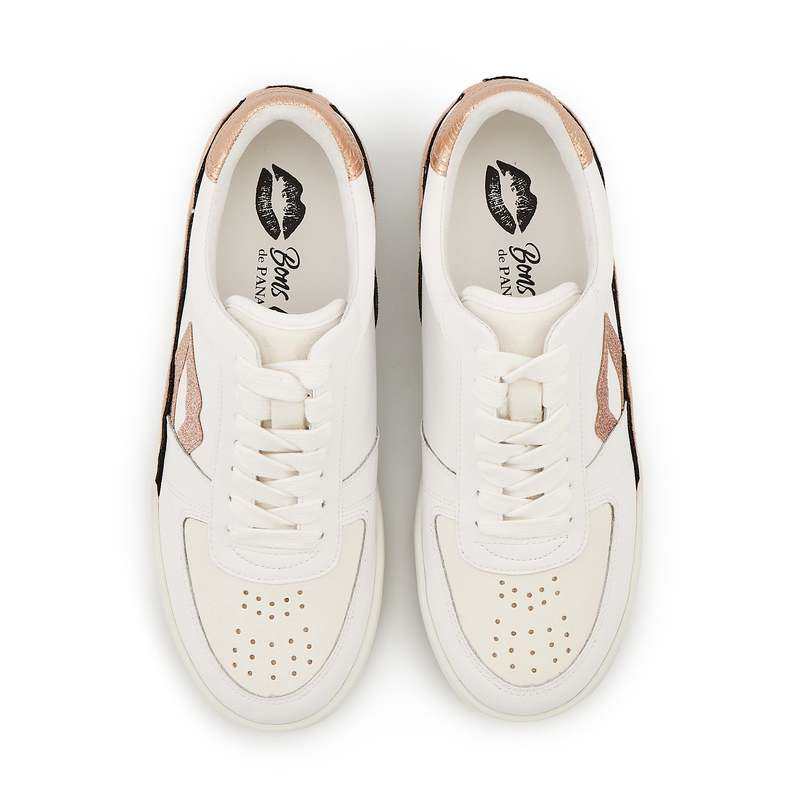 Baskets en cuir Loulou blanc rose gold suede