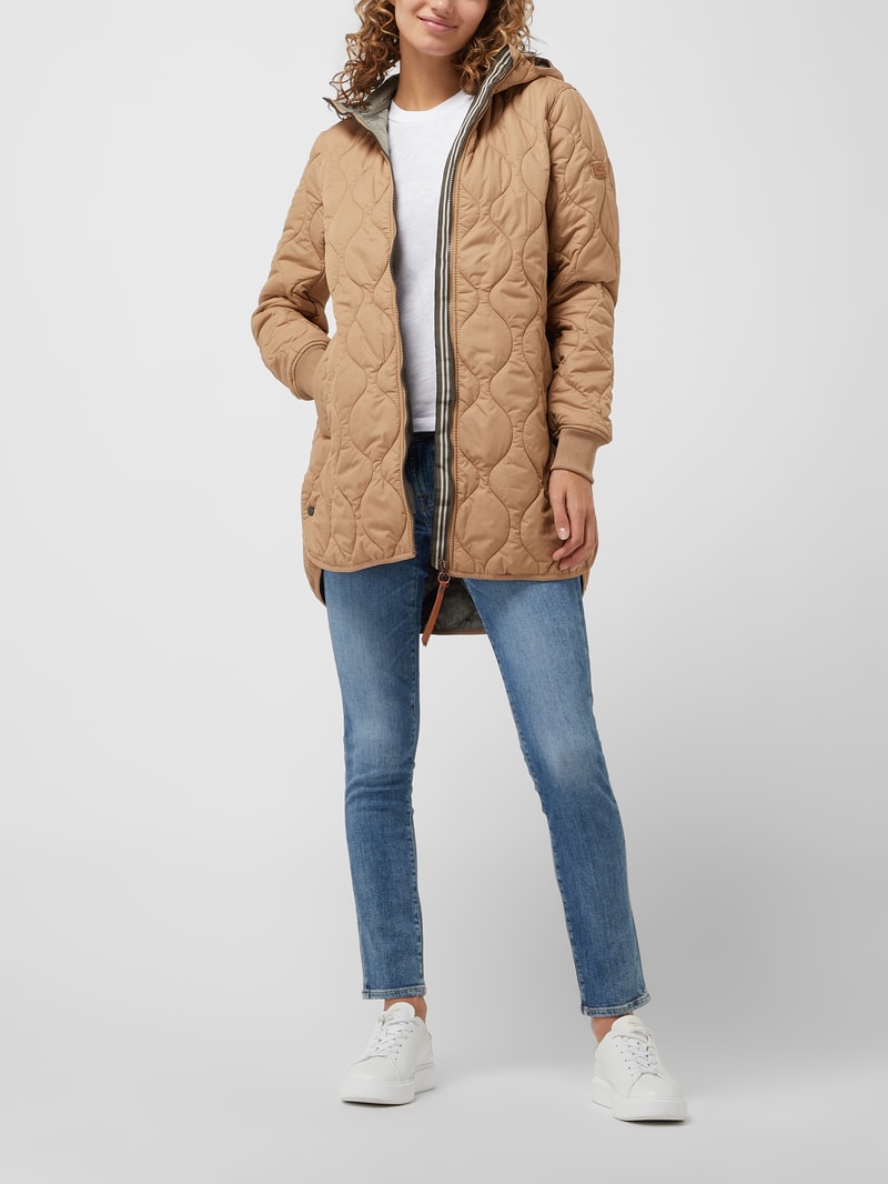 Steppjacke mit Kapuze - winddicht in camel