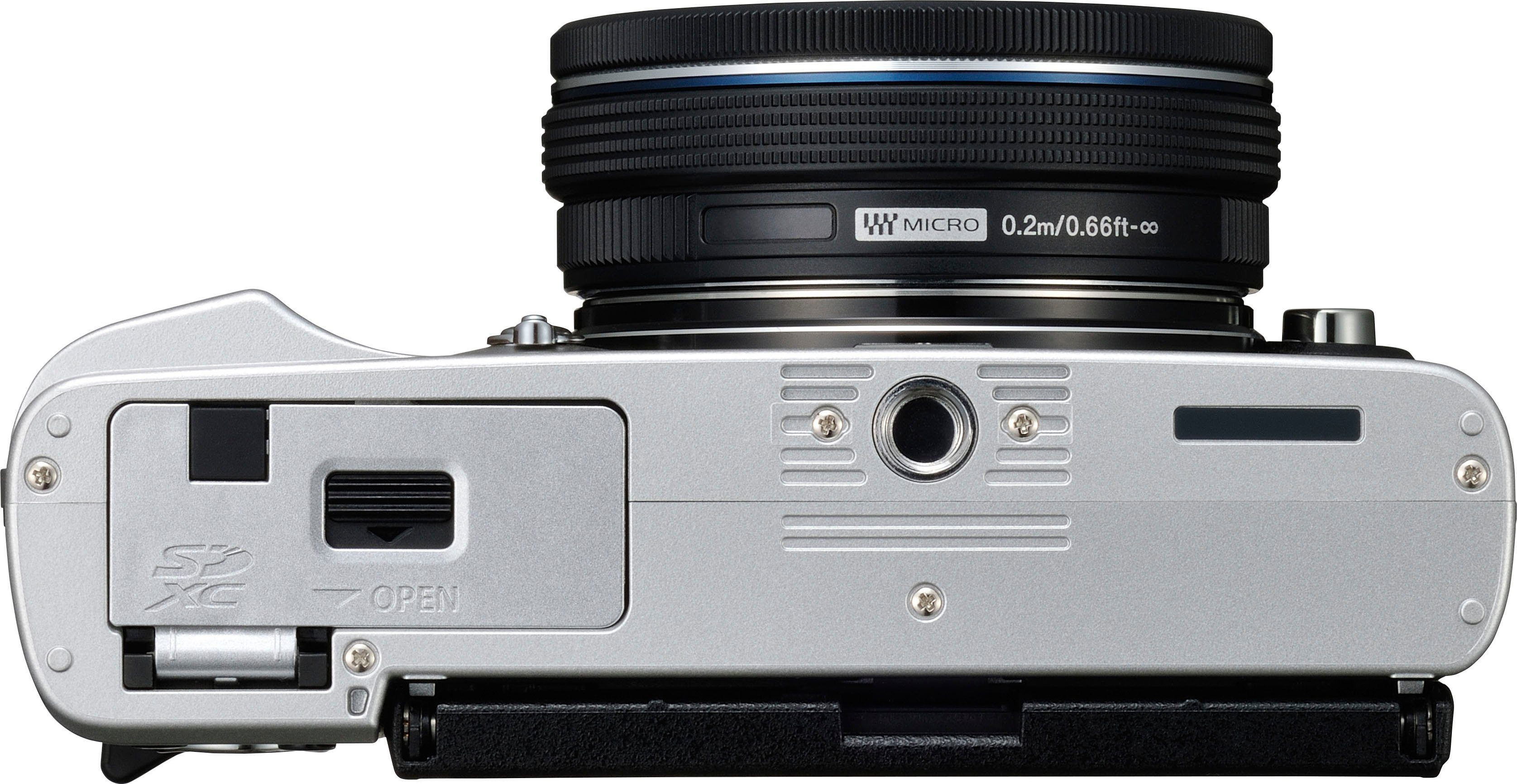 Olympus E‑P7 Systemkamera (M. Zuiko Digital ED 14-42mm F3.5-5.6 EZ Pancake, 20,3 MP, 3x opt. Zoom, Bluetooth, WLAN)