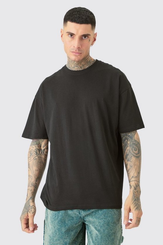 Tall schwarzes Oversize T-Shirt mit World Tour Print