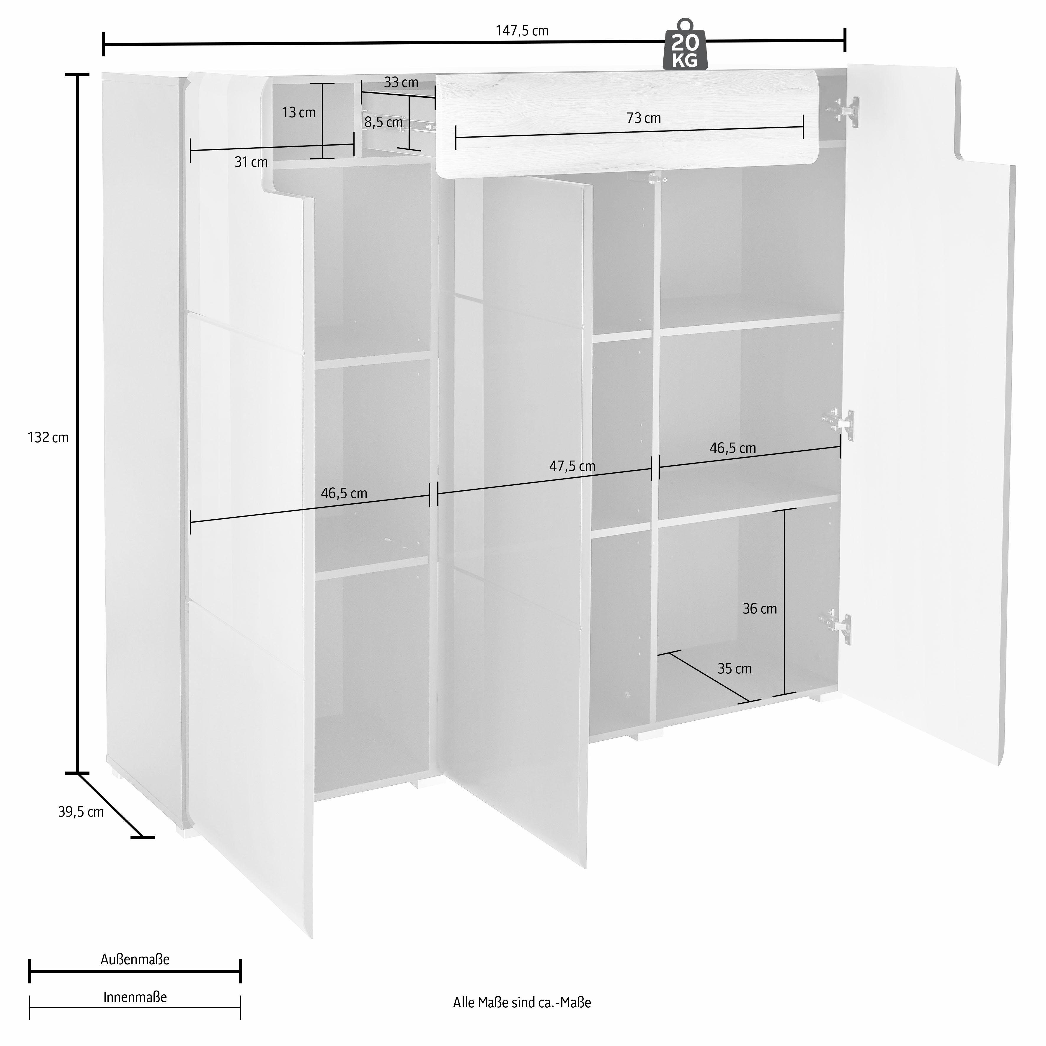 Helvetia Highboard Toledo, Breite 148 cm