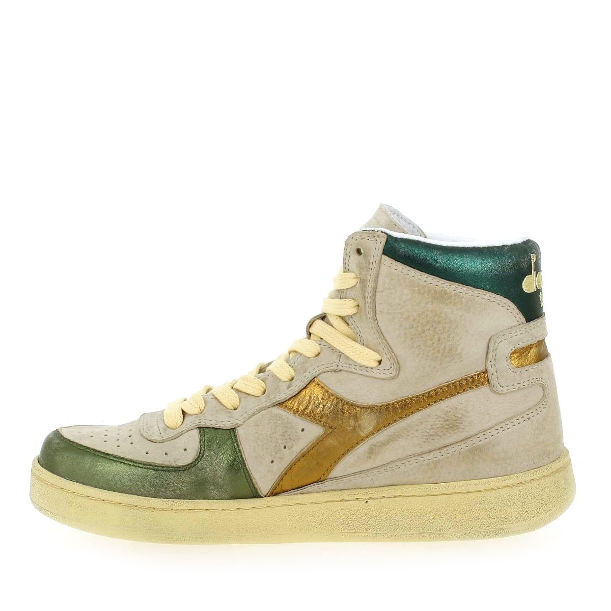 Diadora heritage  MI BASKET METAL OYSTER - Blanc cassé Doré